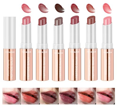 6 Coloured Lip Balm, Nourishing Lipstick, Tinted Lip Balm, Creamy Texture, Moisturising Lips, Long-Lasting Highly Pigmented, Nourishing Lip Makeup Stick