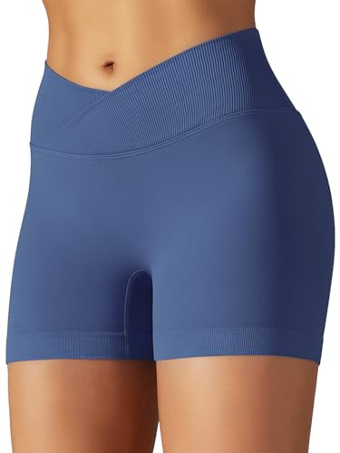 JTSONN Pantaloncini Palestra Donna V Cross Pantaloni Sportivi Corti Vita Alta Lifting Glutei Yoga Shorts Running Allenamento Leggins Corti Ciclisti Fitness Hotpants