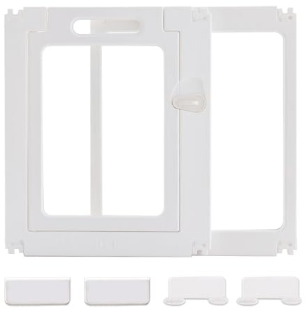 Corralito acrílico transparente para perros en interiores, fácil de montar, corral de plástico para cachorros, gatos, conejos, cerdos, cerdos, cerdos, jaula de parto (blanco, puerta + panel)