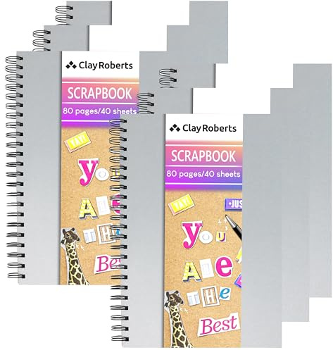 A4 Kraft Ribbon Scrapbook, Craft Paper Scrapbooking Albums, Eco-Friendly Memory Book Photo Album, Scrapbook, Art Books (Grey, 6 Pack)
