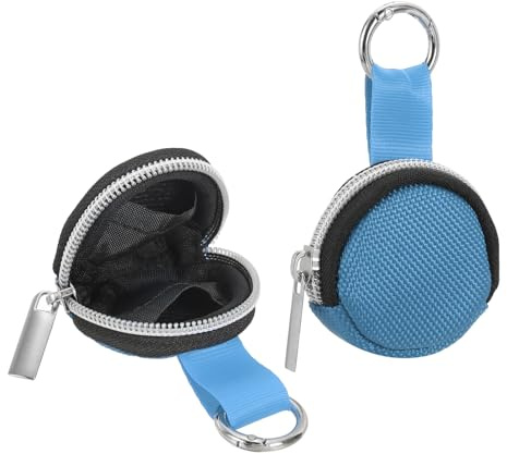 sourcing map Portable Ring Organizer Case with Keychain, Anti-Lost Traveling Ring Holder Storage Bag Small Organizer Case for Mini Necklace Earrings Jewelry, Light Blue