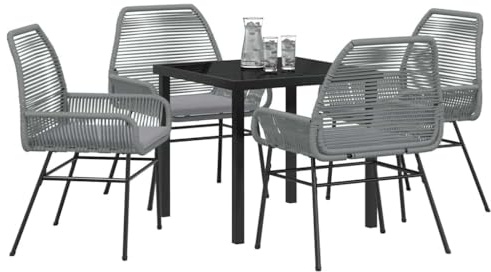 vidaXL Conjunto de Comedor de Jardín 5 pcs Gris ratán sintético, Jardín y terraza, Moderno, Duradero, Materiales Resistentes a UV, Conjunto de Comedor al Aire Libre, Grupo de ratán