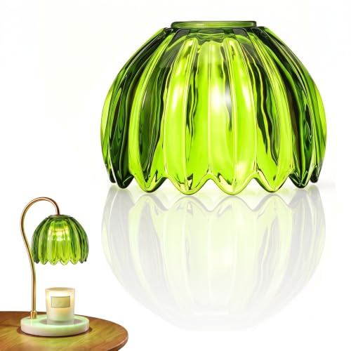 Operitacx Green Pumpkin Glass Lamp Shade for Table Lamps Handcrafted Pendant Light Cover for Bedroom Kitchen Hallway Bathroom with Even Light Distribution