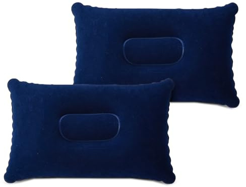 flintronic 2Pcs Inflatable Pillows, Ultralight Camping Pillows, Portable Compact Blow Up Pillows for Neck & Lumbar Support, Perfect for Travel, Camping, Outdoors, Fishing, Beach，Navy