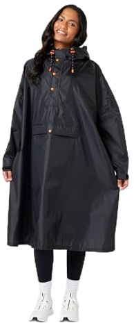 Snuggz Adult Black Unisex Rain Poncho - One Size, Lightweight, Packable Hooded Rain Coat Waterproof Poncho for Travel & Outdoor Use, Wind-Resistant Rain Poncho for Everyday Wear