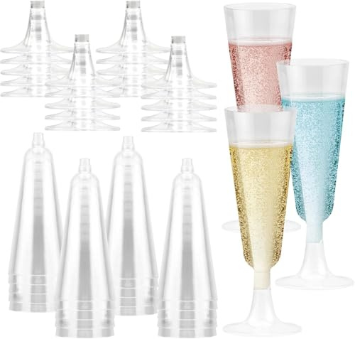 20 copas de champán de PVC transparente, reutilizables, copas de cóctel de vino de cristal de alta calidad, elegantes copas de Prosecco y brindis para boda, cumpleaños, fiesta en el jardín