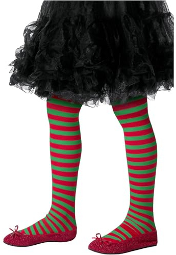 Smiffys Medias a rayas, niños, rojo y verde Halloween (Paquete de 2)