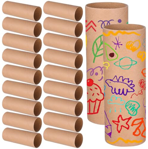 NUOBESTY 20pcs Cardboard Tubes for Crafts Paper Tubes Paintable Kraft Paper Roll 4.33x1.57 - for School DIY Craft & Art Projects