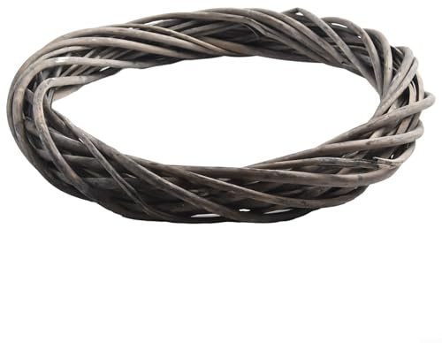Corona de ratán para Navidad, boda y decoración navideña, guirnalda de vid de mimbre gris, 20/25/30 cm de diámetro, anillo natural a base de plantas (25 cm)