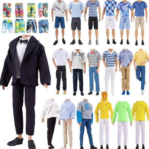 E-TING 10 Sets Black Suit Set Doll Clothes for 12inches boy Doll