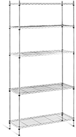 Royal Catering Metallregal Küchenregal Lastenregal Lagerregal RCMR-1800P19C (35 x 90 x 180 cm, 5 Ablagen, max. 150 kg, grau)