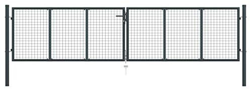 Festnight Portail en Maille de Jardin Porte de Clôture en Acier galvanisé 400 x 175 cm Gris