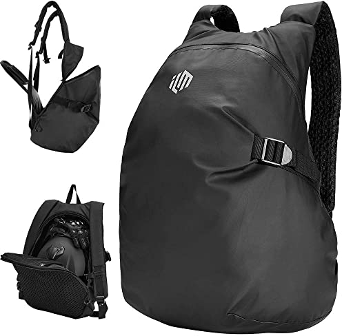 ILM Motorradrucksäcke Wasserdicht Leichtgewicht Helmrucksack für Herren Damen Motorradzubehör Multifunktion Reflektierendem Streifen mit Großer Kapazität, Schwarz, Modell MB01
