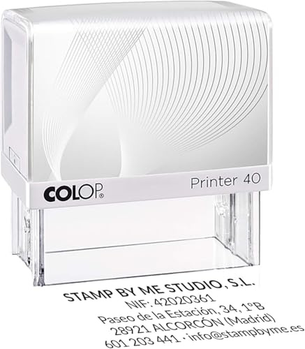 Stamp by Me | Sello de Caucho Personalizado | Título en Negrita + 4 Líneas Cuerpo Regular | Sello Autoenintable Personalizado | Rectangular (47x18mm)
