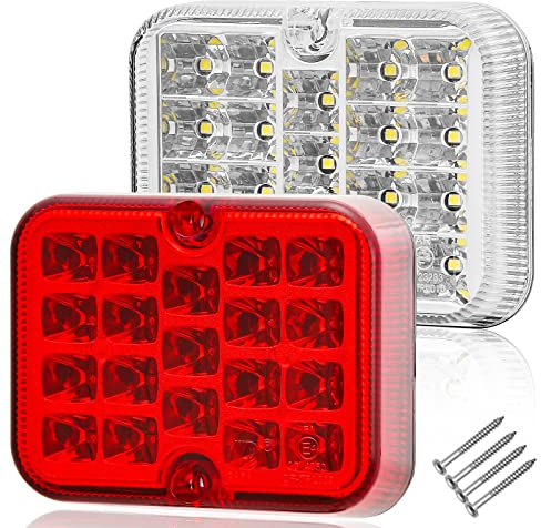 AGRISHOP 1xLED Rot Nebelschluß-Leuchte Beleuchtung 12v24v für Anhänger,1xLED Weiß Rückfahrscheinwerfer 12v24v Anhänger mit Zulassung,KfZ Nebellampe Nebelleuchte Wasserdicht für Wohnwagen LKW E-MARK