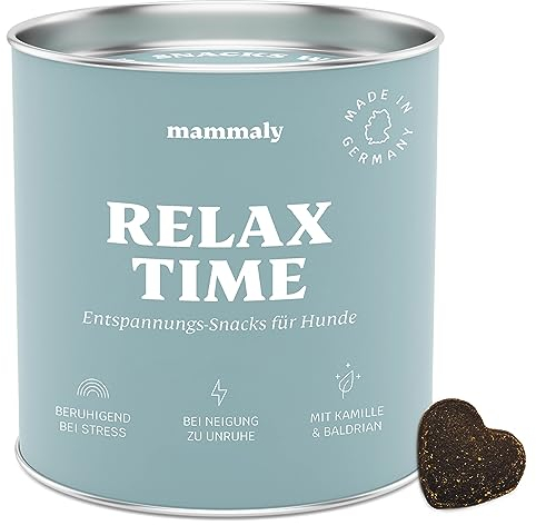 mammaly Beruhigungsmittel für Hunde Relax Time - 110 Leckerlis mit Baldrian & Zitronenmelisse (Entspannungs- & Anti-Stress-Mittel) leckere Snacks Seelenruhe & Entspannung Hund bei Angst/Stress