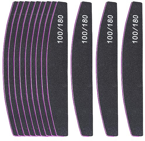 Nail Files, 12Pcs Professional Nail Files Set,100/180 Grit Double-Sided Emery Board Nail File, Washable Nail Files Tools for Manicure (Black)