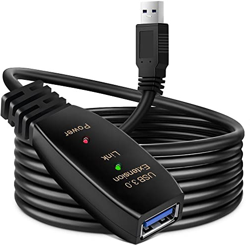 Câble d'extension USB 3.0 - Répéteur actif USB mâle vers femelle - Avec amplificateur de signal - Pour imprimantes, claviers, console de jeu, haut-parleurs, antenne WiFi, scanner, casques 20 mètre