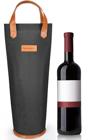 Kato Tirrinia Kühltasche Klein 1 Flaschen, Kleine Kühlbox Mini-kühltasche Männerhandtasche Bier, Flasche 1 Flaschentasche Getränketasche Biertasche Weintasche für Celebrations Geschenke,10x36(Schwarz)