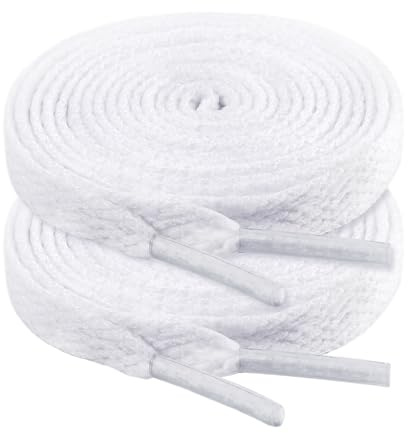 riemot platta skosnören 8 mm breda träningsskor, skor för sneakers, säkerhetsstövlar, sportskor, löpskor, ersättning tränare skostring för män kvinnor vuxna barn, 2 par vita, 59 (150 cm)