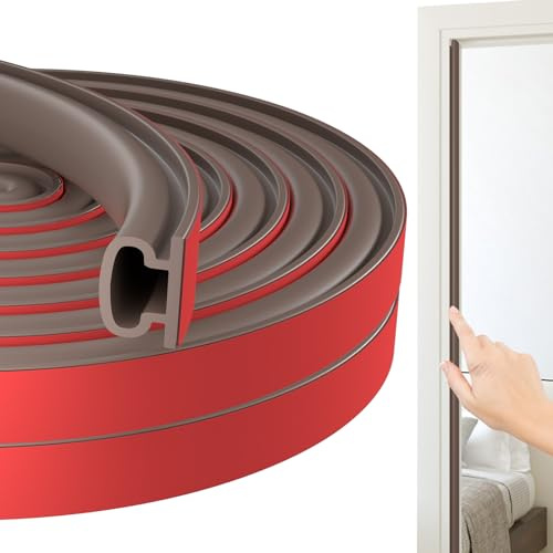 Jobon Draught Excluder for Doors - Weather Stripping Door Seal Strip, Window Soundproofing Door Sealing Strip, Rubber Self-Adhesive Draft Excluder Tape for Door Frame Window Insulation (7M, Brown)