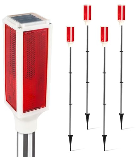 Aolyty Solar Lights Outdoor, Waterproof Driveway Markers Reflective Warning Flash Light 2 Lighting Modes, LED Caution Light 30 Inches for Parking Lots, Yard, Road Safety, Stop Sign