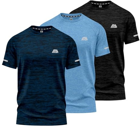 mymixtrendz Pack of 3 Mens Active Short Sleeves T Shirt Olympic Casual Uniform Work Wear Regular Fit Round Neck Multi-Colours Gift T Shirt Top