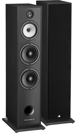 Triangle - BOREA BR10 Hi-Fi Floorstanding Speakers - Power handling 200W - Efficiency 92 dB/W/m - 21cm drivers - Versatile Music and Home Cinema - 245 x 1110 x 380 mm (Black, Pair)