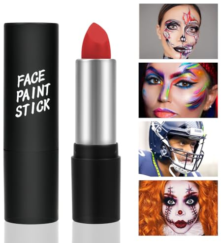 Body Paint Stick, Pittura Viso, Face Painting Lavabili Sicuro e Non Tossico, Body Painting Trucchi Truccabimbi per Halloween, Carnevale, Cosplay, festa, Militare(Rosso)