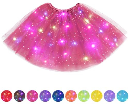 AYBUY Gonna Tulle LED Gonne Tutu Tulle a 3 Strati da Ballo, Gonna Luminosa con Paillette Stelle per Carnevale Natale Halloween Matrimonio