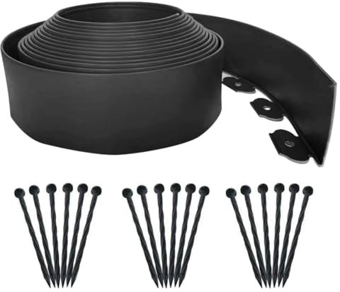 Parure de Paysage 20FT, Bordure de Garniture de Jardin [Haut 10cm] kit de Garniture de pelouse Flexible sans tranchée avec 30 Clous, lit de Jardin en Gazon clôture en Plastique Robuste-Noir