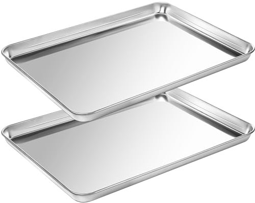 Baking Trays for Oven Non Stick Set of 2, Premium Stainless Steel Oven Tray, Durable Cookie Sheets Pan for Baking Cooking Serving - 16 x 12 x 1 inch, Dishwasher Safe and Easy Clean