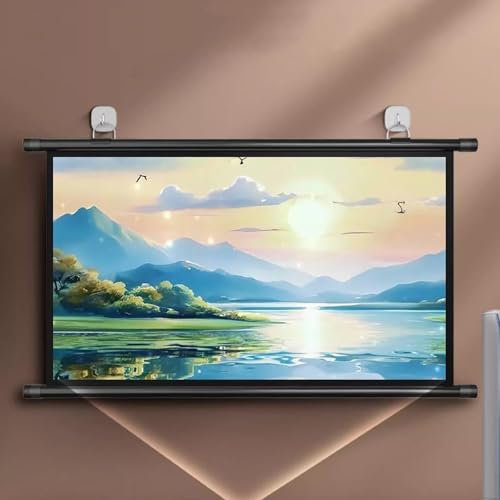 Pantalla Proyector Enrollable, Portátil Plegable Resistente A Las Arrugas Cortina De Proyección, Formato 4:3/16:9, Ángulo Visión 178º, Pantalla De Proyección For Cine En Casa Presentación(16:9,50)