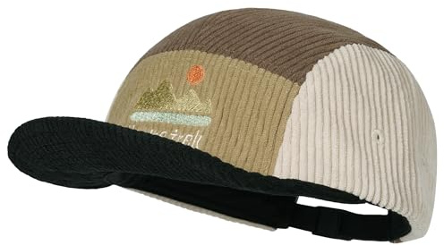 Clakllie Gorra de pana de 5 paneles de ala corta, vintage, gorra de pico corto, elegante gorra de béisbol de ala plana, gorra de béisbol urbana para patineta de calle, CDUK-BSWP2585-Negro, Talla única
