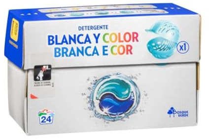 Detergente en cápsulas para ropa blanca y colorida, paquete de 4