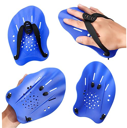 Paleta de natación, paletas de Mano para natación con Correas Ajustables, Equipo de Ejercicio para Piscina, Ayuda para Entrenamiento de Fuerza, Azul..