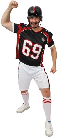 P'TIT CLOWN - Déguisement Footballeur Américain Adulte - Costume Sportif Humour, Drôle - Tenue Carnaval, Fêtes Costumées, Halloween, Soirées à Thème, Cosplay (L-XL)