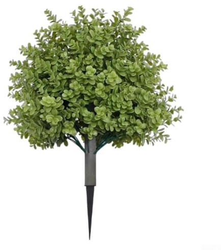 Árbol de bola de boj artificial con estaca para el suelo, arbusto de vegetación sintética resistente a los rayos UV para decoración de jardín interior y exterior, patio, césped, fiestas, boda (estilo