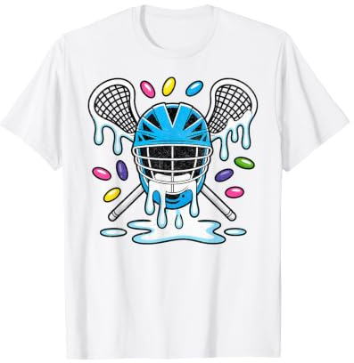 Colorful Sprinkles Ice Cream Dripping Lacrosse Helmet T-Shirt