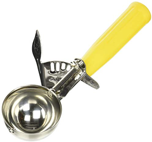 Winco No.20 Ice Cream Disher with Plastic Handle, Size 20, 2 oz capacity, Yellow, Stainess Steel