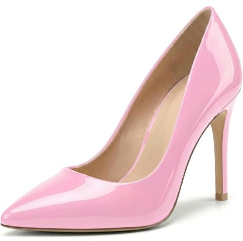 Women Stiletto High Heel Pointed Pumps Ladies Party Clubbing Work Court Shoes Size 3-12 (9 UK, Pink Patent)