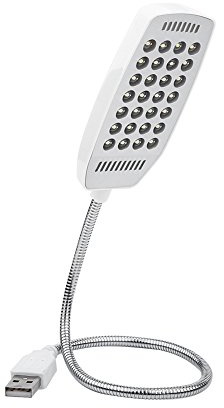 Raguso Lampada per Laptop con Ricarica USB da 5 V Mini Luce Flessibile a Collo di Cigno 28 LED Sorgente Luminosa con Interruttore per Studenti , viaggiatori , impiegati(Bianca)