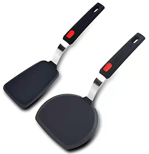 Tenta Kitchen Flexible Silicone Spatula 2 Pack, Silicone Classic Spatula Kitchen Turner Utensils for Flipping Eggs, Pancake, Burgers, Crepes and More Cooking and Baking