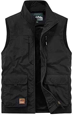 KTWOLEN Uomo Fotografia Gilet Multitasche Campeggio Fotografia Giacca Senza Maniche Giubbino da Lavoro Smanicato Gilet da Pesca, Nero, XXL