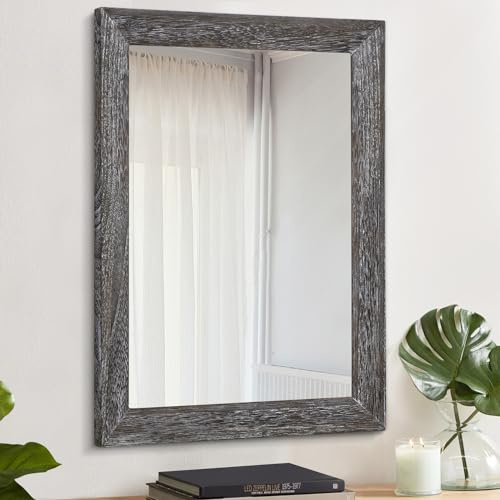 AAZZKANG Wall Mirror With Wood Frame - Rectangle Rustic Decorative Farmhouse Mirror for Bedroom, Bathroom - Hanging Wall Decor