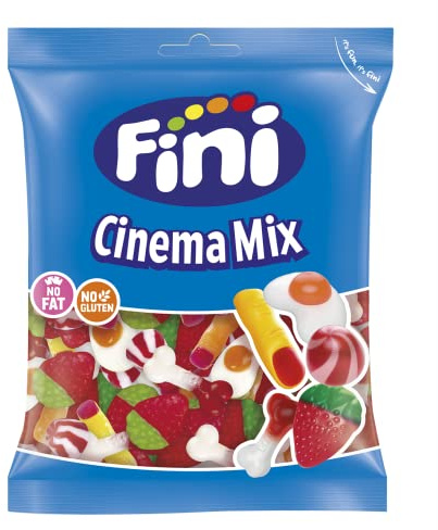 Fini Cinema Mix | Gominolas Surtidas | Caramelos de Goma Sin Gluten y Sin Grasas | Golosinas y Chuches para Cumpleaños, Navidad, Halloween y Regalos - 500 gr