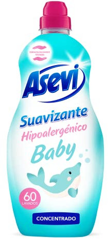 Asevi Suavizante Hipoalergénico Concentrado para Ropa Baby - Dermatológicamente Testado y Apto para las Pieles Sensibles y Delicadas de los Bebés - Sin Colorantes ni Conservantes - 60 Lavados