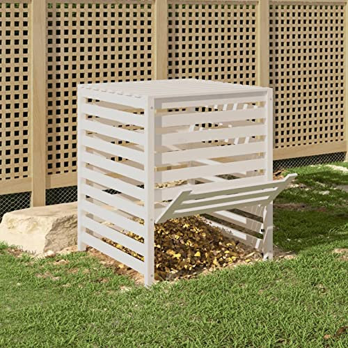 Tidyard Composteur en Bois de Jardin Bac Compostable Poubelle de Recyclage Bacs à Compost de Jardin Bois Blanc 82,5x82,5x99,5 cm Bois Massif de pin