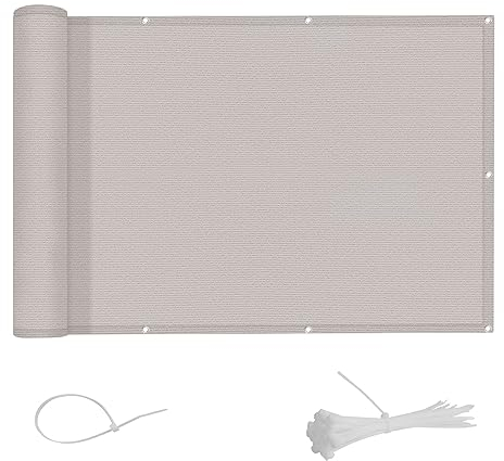 AXT SHADE Pantalla Privacidad Balcón 80x300cm HDPE Ocultacion Balcon Protección Viento y Los Rayos UV con Ataduras de Cables para Exterior Terraza-Gris Pardo