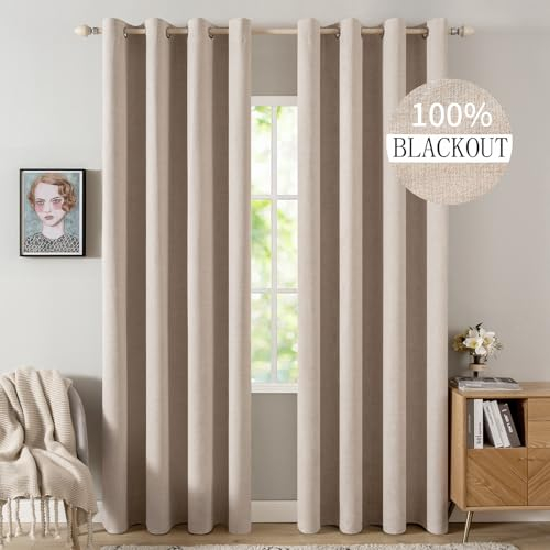 MIULEE Verdunklungsvorhänge mit ösen Gardinen Leinenoptik 2er Set 280 x 140 cm Beige Vorhang Blickdicht mit Ösen Thermovorhang Kälteschutz Vorhänge Wohnzimmer Schlafzimmer Wärmeisolierend